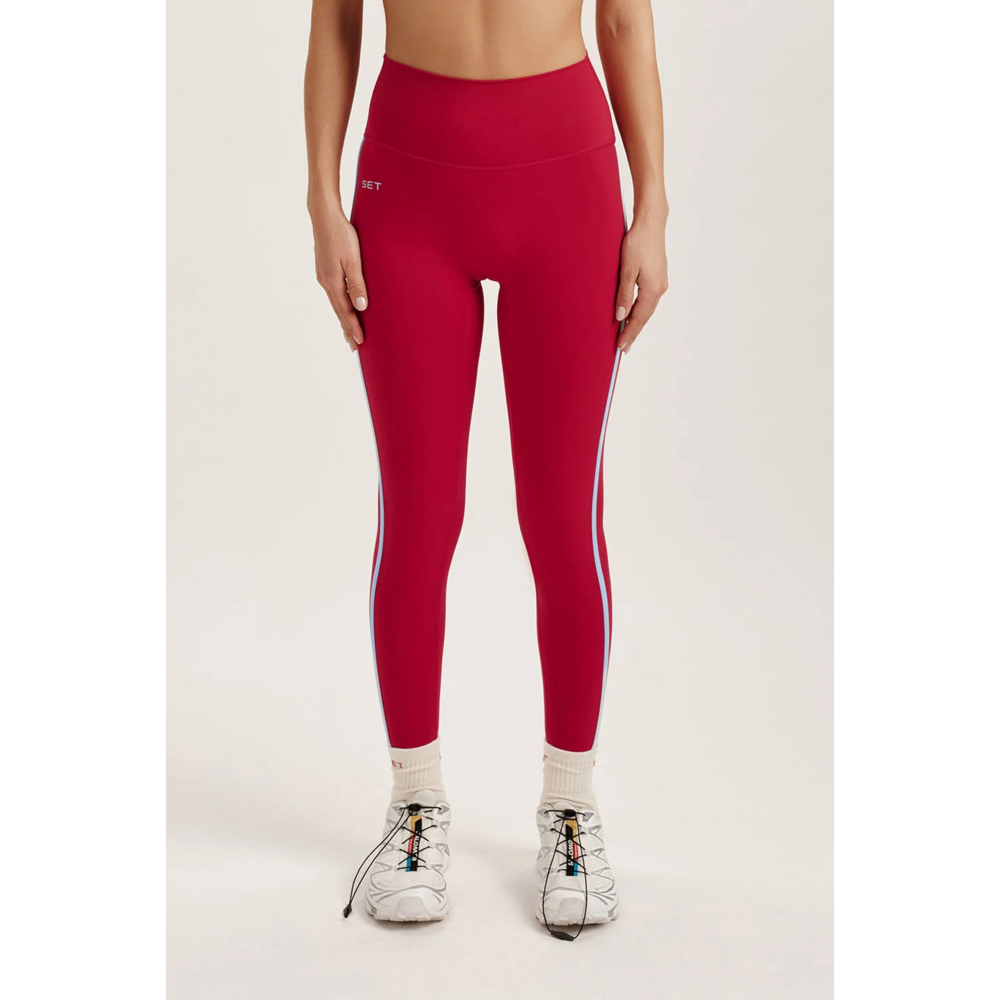 VERSE SET ACTIVE SPORTBODY SPORTY STRIPE LEGGINGS in Red - Picture 1 of 4